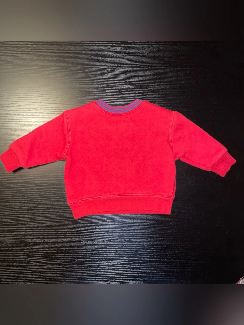 Ralph Lauren Red Crewneck Baby Sweatshirt with Blue Pony Accent